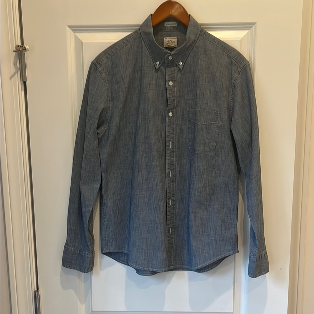 Blue Denim Casual Button Down Collar Shirt.